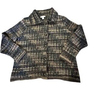 Christopher & Banks Knit Button-Front Cardigan XL MarledKnit Cottagecore Preppy